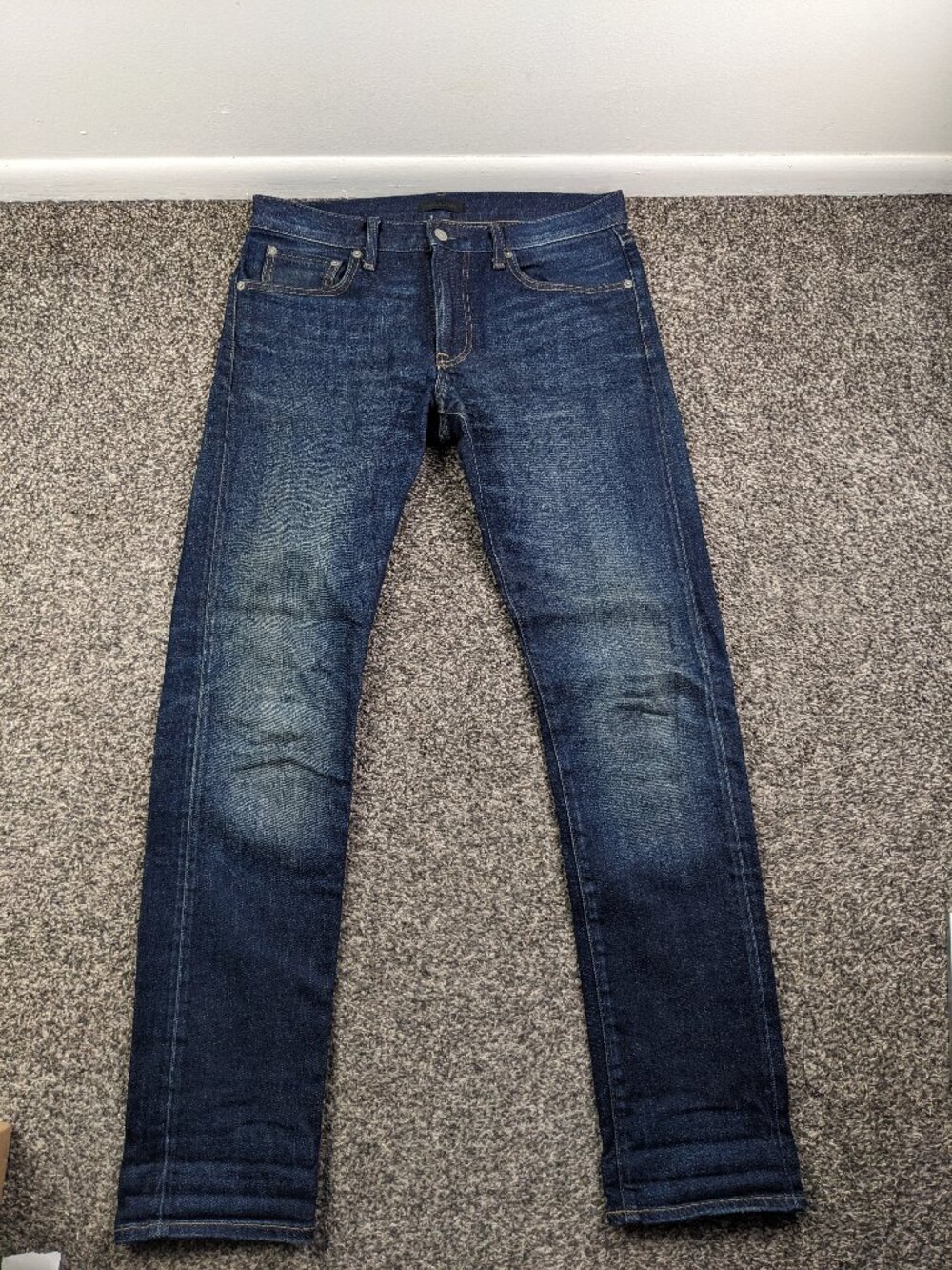 Uniqlo Jeans Selvedge 31x34 Slim Straight Fit Japanese Kaihara Denim *Fits 32x34
